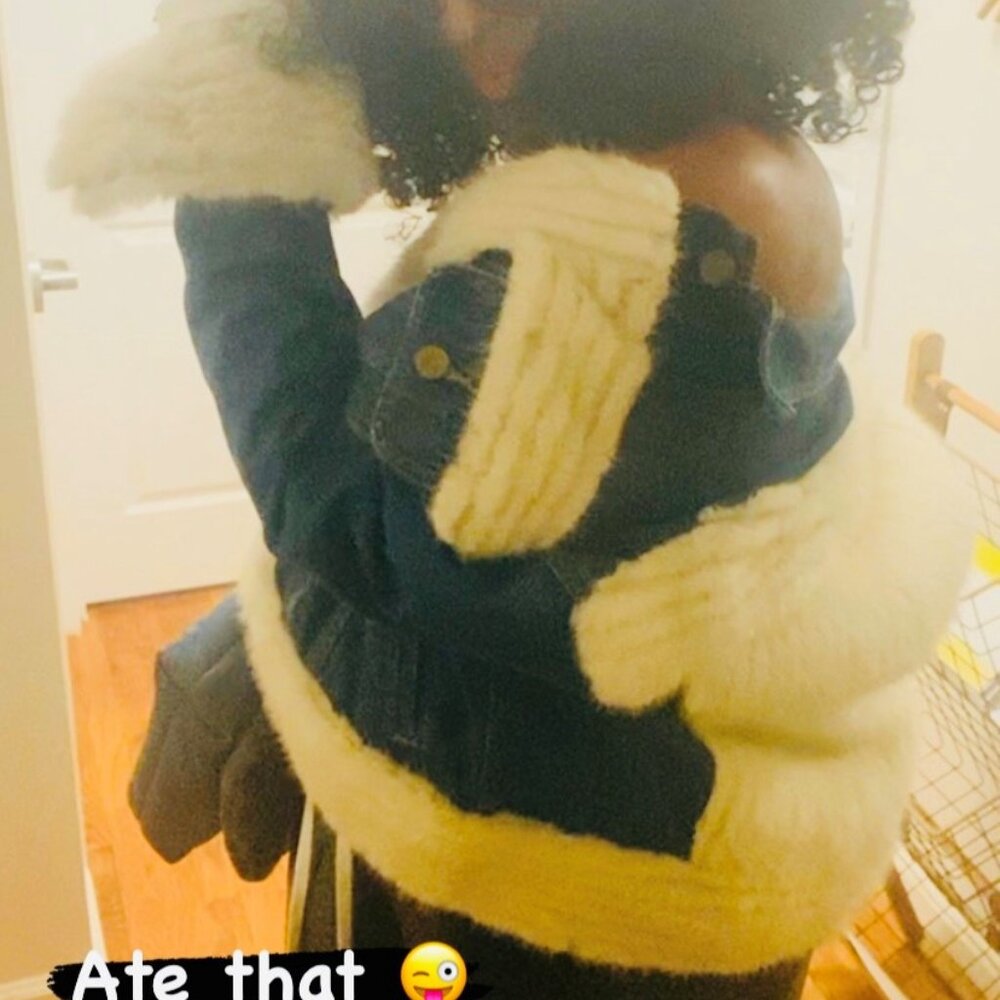 Authentic  fur -denim Jacket  with white fur